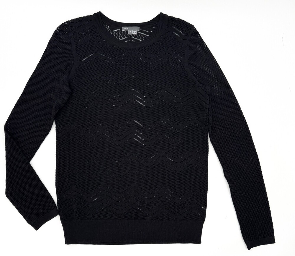 Vince Sweatshirt Womens Medium Black Fishnet Sheer Pullover Designer